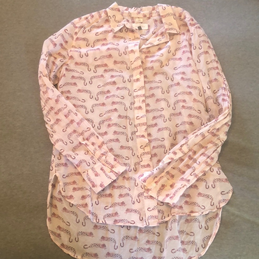 Loft Soft Pink Cheetah Button Up Size Small